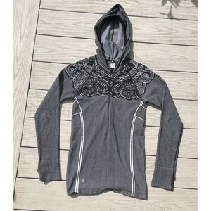Athleta Twist Half Zip Hoodie Black/Gray Running Jacket Athleisure Size‎ Medium